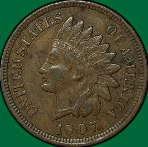 1907 Indian Head Cent Extremely Fine XF Coin #34187
