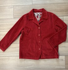 Dressbarn Red Corduroy Jacket S Small Chore Coat Soft Cotton Velvet Wale Fall