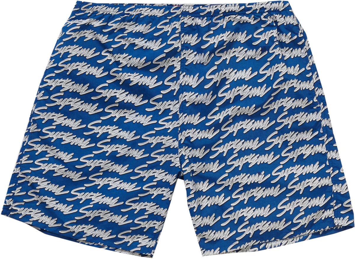 Supreme Signature Script Logo Swim Shorts Royal Blue Size Small SS19 NEW  RARE