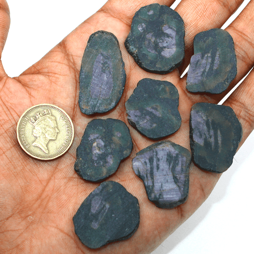 8 Pcs Natural Watermelon Ruby Untreated 24mm-34.8mm Rough Slice Loose Gemstones - Picture 4 of 13