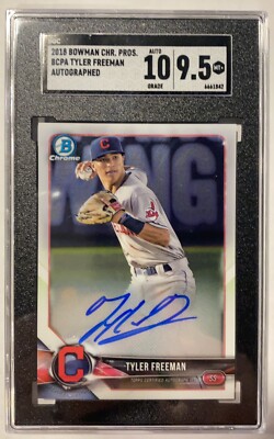 2018 BOWMAN CHROME TYLER FREEMAN RC 1ST PROSPECT AUTOGRAPH SGC 9.5 