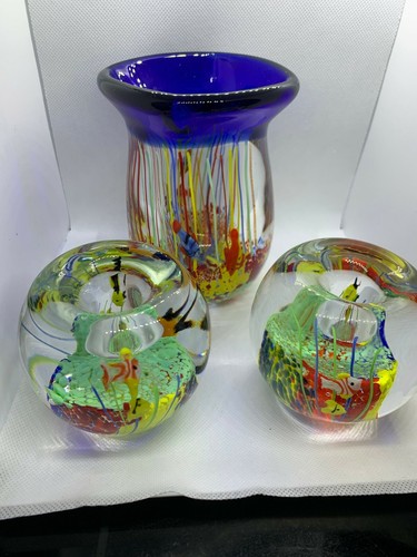 Multi Color Glass Barrel Candle holder With Vase - Picture 9 of 12