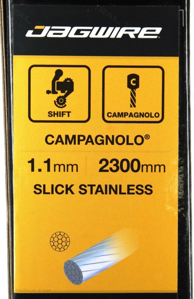 10-Pack Jagwire Slick Stainless Steel Shift Cables - 2300mm, 1.1mm Diameter For Campagnolo Derailleurs