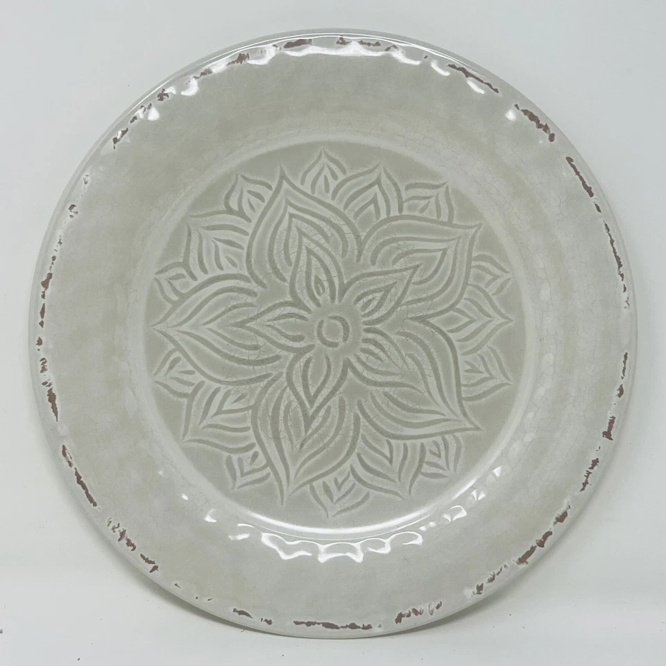 IL Mulino 晚餐盘 4 件套 Rustic Crackle 象牙色 10.5 英寸 三聚氰胺 Patioware — 第 3/4 张图片