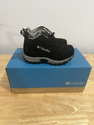 Columbia Boys Firecamp Mid BY1201-010 Black Hiking Shoes Sneakers Size 