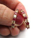 10K Yellow Gold Ruby & White Topaz Hoop Earrings .80 [E246] — photo 4