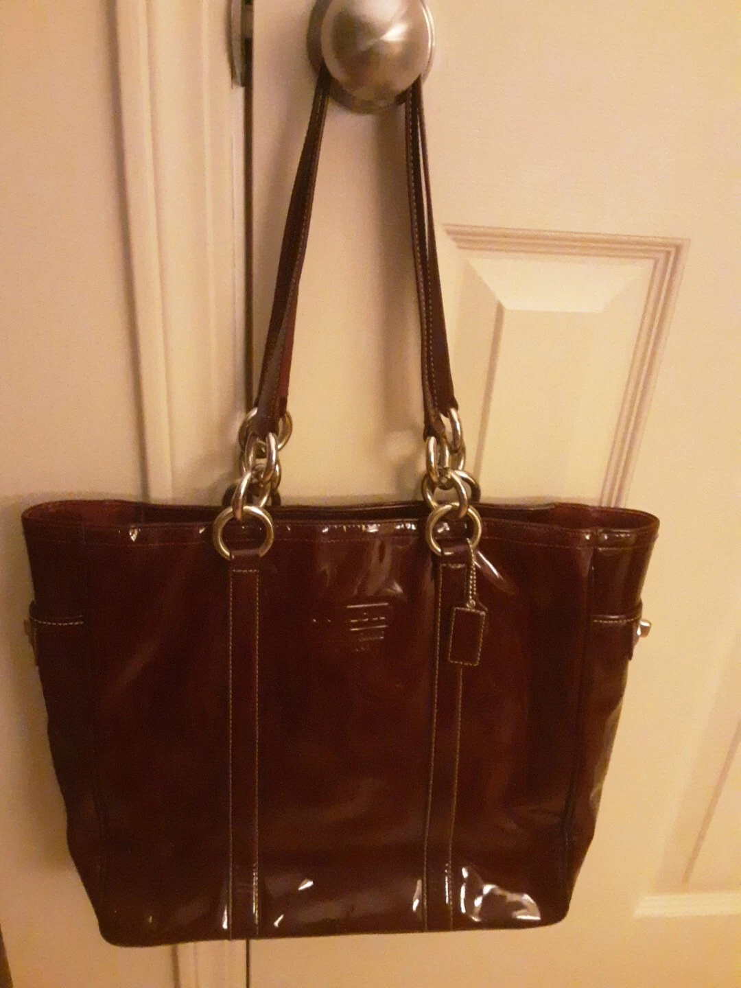 Borsa Coach Y2K vintage RARA grande borsa a tracolla bordeaux vernice pelle