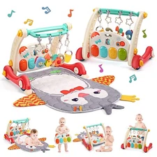 JoyStone 4 in 1 Baby Gym Play Mat & Baby Learning Walker, Baby Activity Mat with