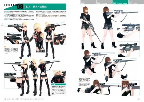 How to Draw Manga Book | Gun Pistol Lifle & Knife pose style encyclopedia Used - Picture 5 of 6