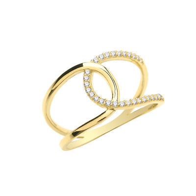 Flush Ineinandergreifender Ring 9ct Gelbgold Gekennzeichnet Größen J - S