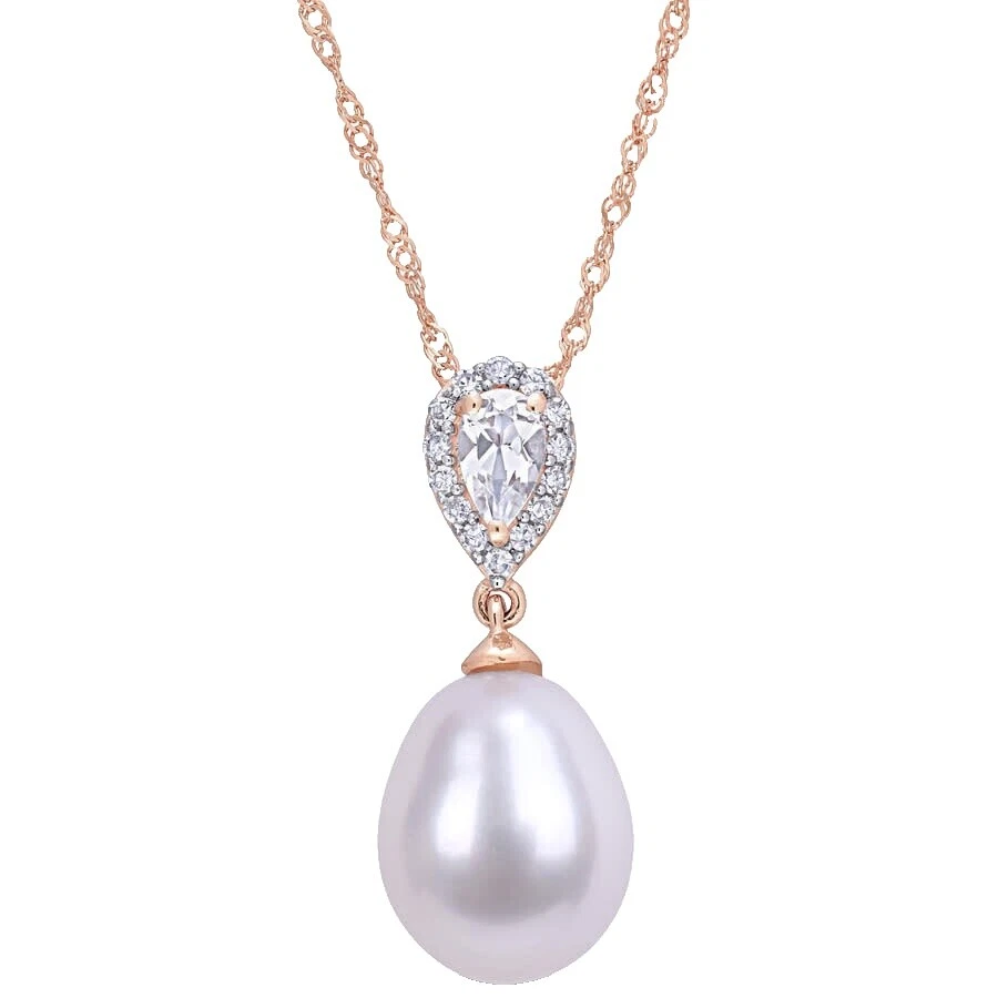 Perla de Oro Rosa de Collares y colgantes De Moda Blanco