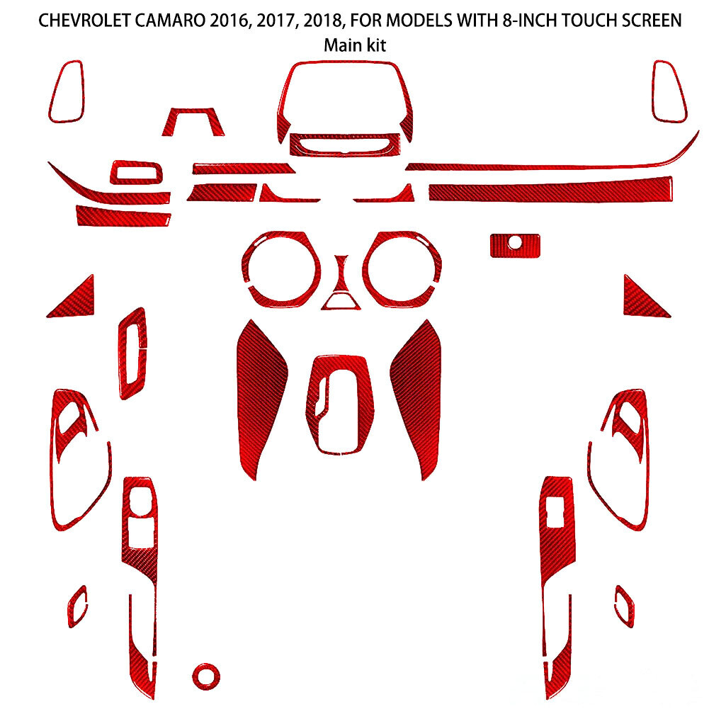 34Pcs Red Carbon Fiber Full Interior Kit Cover Trim For Chevrolet Camaro 2016-22