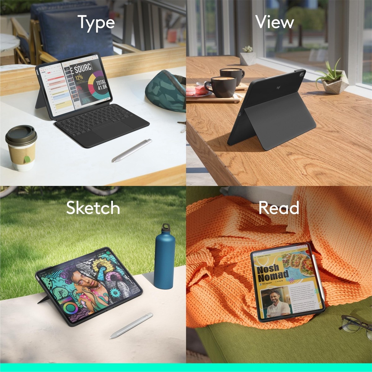 Logitech Combo Touch iPad Air 11-inch (M2 & M3), iPad Air (5th gen