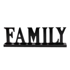 Family Word Sign, Wood Block Family Sign Rustic Standing Cutout Letter