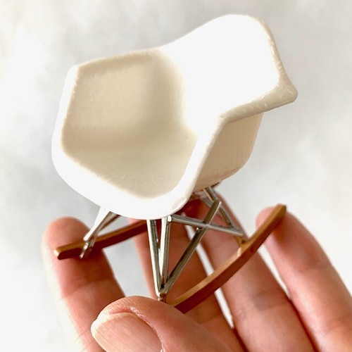 Rar Rocker Chair White 1 12 Scale Miniature Mid Century Designer Chair Ebay