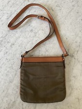 Lauren Ralph Lauren Weymouth Green Nylon Cross Body Bag Purse Leather Trim Logo