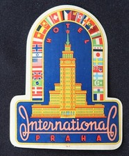 Altes Etikett HOTEL INTERNATIONAL Praha Pragge Luggage Label 2