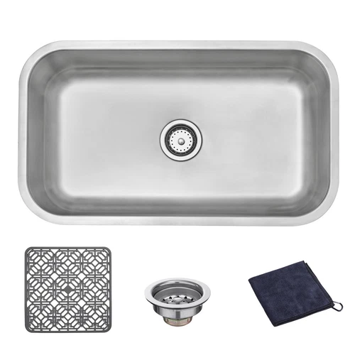 DIRECTUNIT Undermount Kitchen Sink 18 Gauge Stainless Steel, 31.5" x 18.25" x 9"