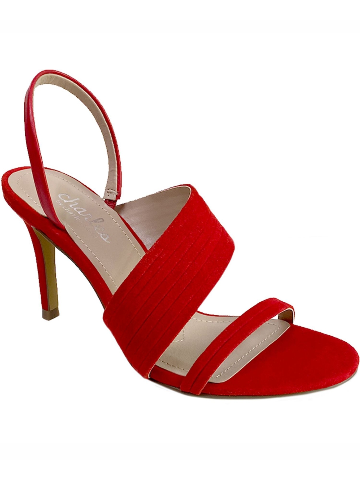 Женские кожаные модельные босоножки CHARLES Womens Red Helix на шпильке без шнуровки с мягкой подкладкой длиной 8,5 М