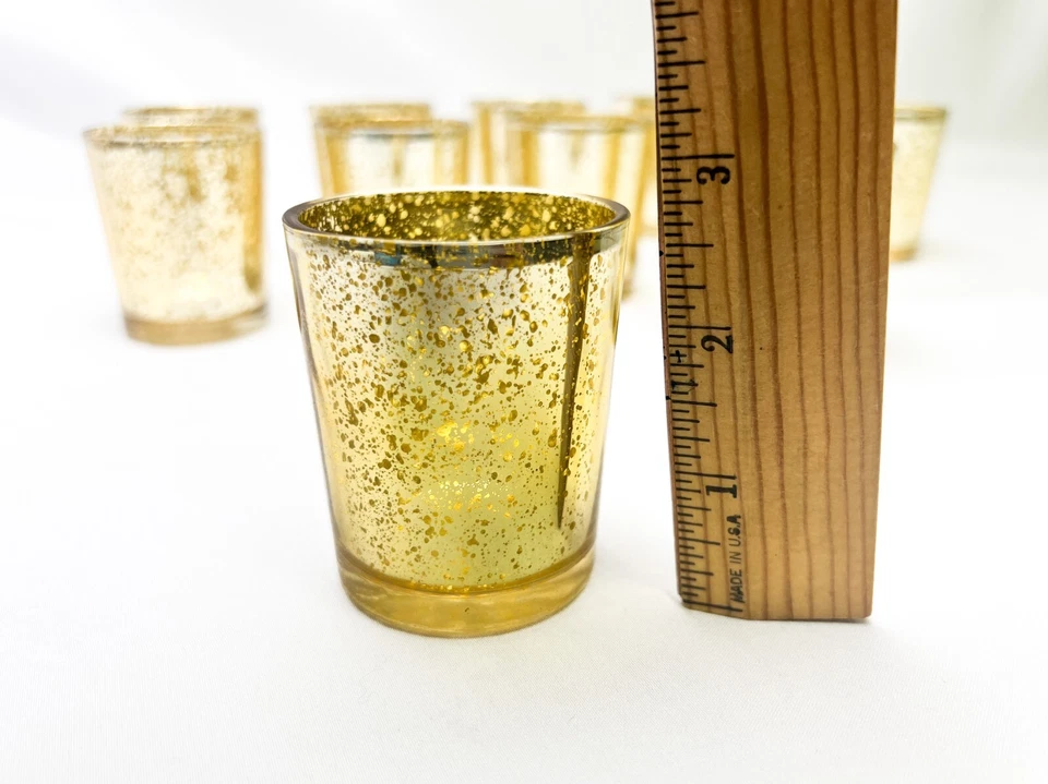 Candelabros de vidrio mercurio dorado decoración de fiesta, juego de 12 - ENVÍO GRATUITO Foto 4 de 4