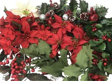 Vtg Christmas Greenery Floral Picks Poinsettia Berries Pinecones Lot Crafters