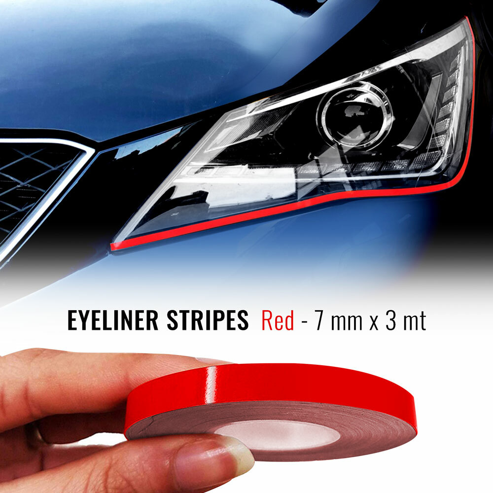 Stripes Strisce Adesive Eyeliner per Fari Auto Rosso 7 mm x 3 mt