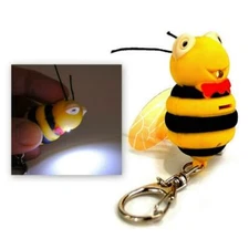 LED BEE KEYCHAIN with Light and Sound Cute Insect Buzzing Noise Key Chain Ring