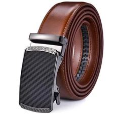 Men Belts Leather Male Slide Ratchet Work Dress Strap w Interchangeable Buckl...