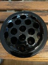 Black Amethyst Depression Glass Flower Frog 16 Holes 4.25" Vintage Art Deco