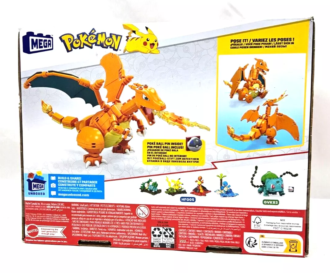 MEGA Pokemon Building Toy Kit Charizard (222 Pieces) with 1 Action Figure  for Kids 