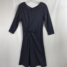Ann Taylor Dress Womens 0 Striped Faux Wrap Knee-length Knit Nautical Preppy