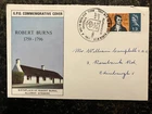 United Kingdom 1966 - Robert Burns FDC with stamp 1'3 set Kilmarnock, Ayrshire