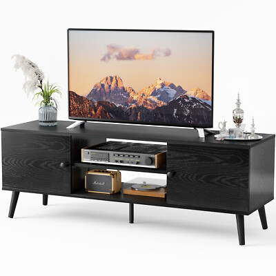 TV Stand with 2 Storage Cabinet Entertainment Center Media Console 55-60in TV 