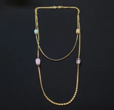 Vintage Goldette Victorian Revival Glass Drop Necklace