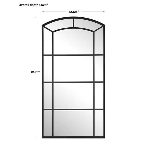 Uttermost Camber Oversized Arch Iron Metal Mirror in Rich Satin Black - Picture 9 of 9