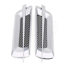 2pcs Car Side Air Vent Trim Cover, Universal Mesh Vent Air Flow Fender Silver