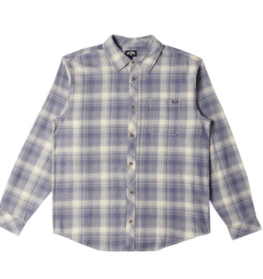 BILLABONG Men's Blue Plaid Coastline Flannel Long Sleeve Shirt 2XL XXL