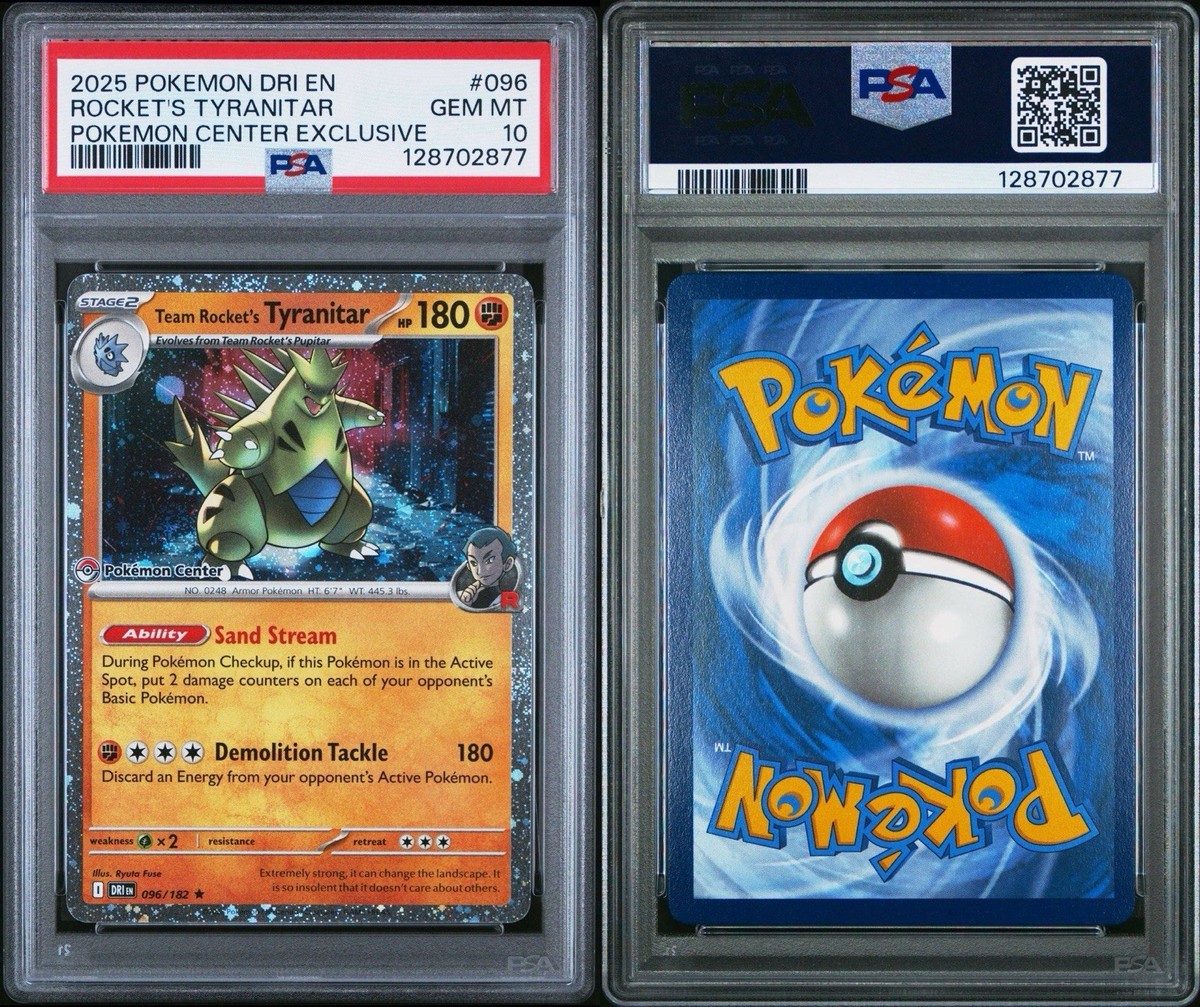 POKEMON DRI EN DESTINED RIVALS #096 TEAM ROCKET'S TYRANITAR PSA 10