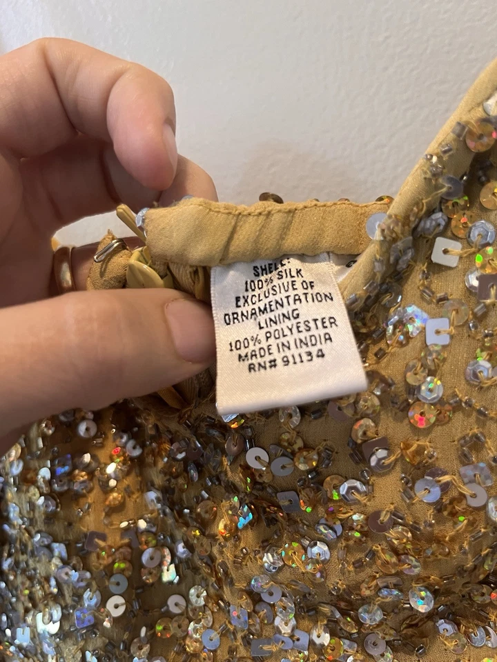 Vestido Formal Amarillo Brillo Body-Con Lentejuelas Talla 6 Foto 4 de 4