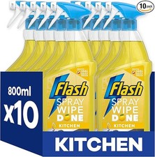 Flash Spray Wipe Done Kitchen Cleaning Sprays, Crisp Lemon, 8 Litres (800 ml x 3.99 per litre