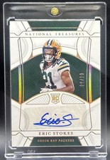 2021 Panini National Treasures Eric Stokes Rookie Auto RC Raiders GOLD 9/10