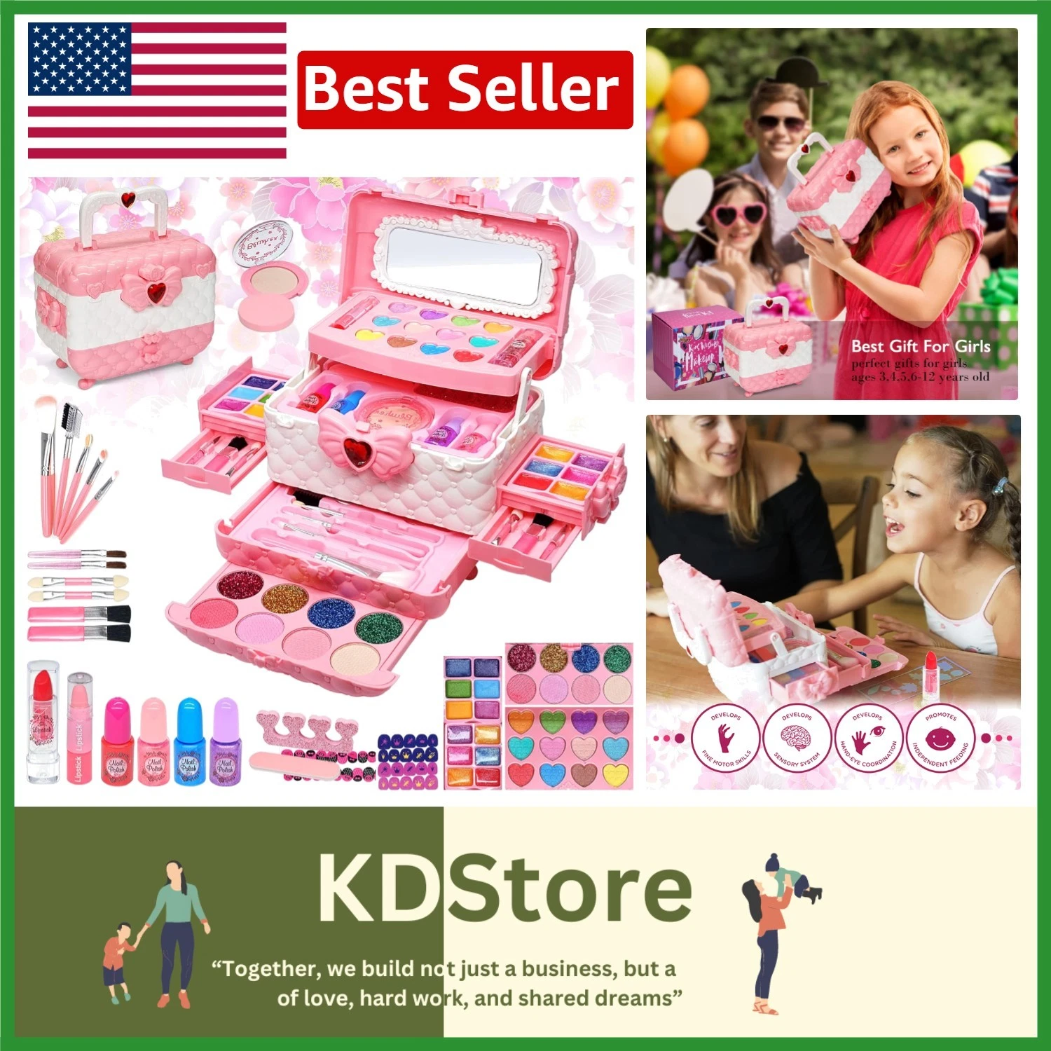 Kids Makeup Set for Girls 5-12, Safe Washable Princess Cosmetic Toy Kit