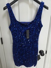 NWT LULUS Blue Sequin Square Neck Dress Size Medium Never Worn w/ Tags