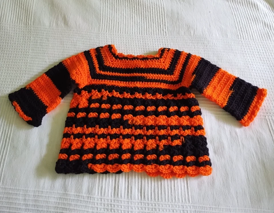 Nuevo Regalo Hecho a Mano Crochet Halloween Bebé Niña Suéter Conjunto Disfraz 6-9M Foto 4 de 4