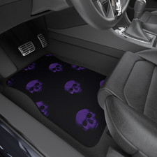 Purple Skull Car Floor Mats Emo And Alternative Car Decor Dark Skull Mats