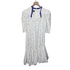 Vintage Hawaiian Dress Mango's Allan James White Muumuu Floral Women’s Sz 10