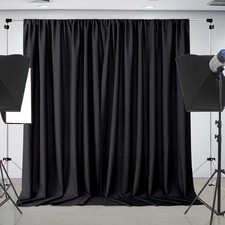 10x10 ft Black Backdrop Curtains Parties 2 Panels 5x10 ft Wrinkle Free Drapes