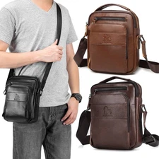 Men Messenger Shoulder Bag Genuine Leather Crossbody Bag Small Briefcase Handbag