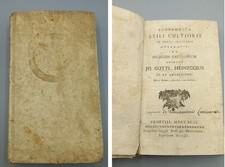 1792 LIBRO ANTICO FUNDAMENTA STILI CULTIORIS VENEZIA IO. GOTTL. HEINECCIUS