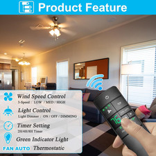 Universal 3-Speed Ceiling Fan Remote Control Kit w/ Timer  Dimmer - Hampton Bay